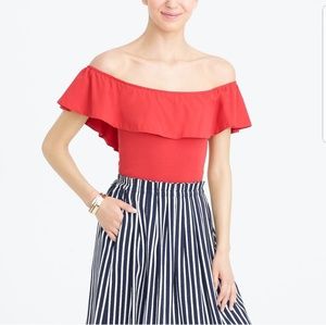 J.crew Factory Womens Short-Sleeve Ruffle Bodysuit